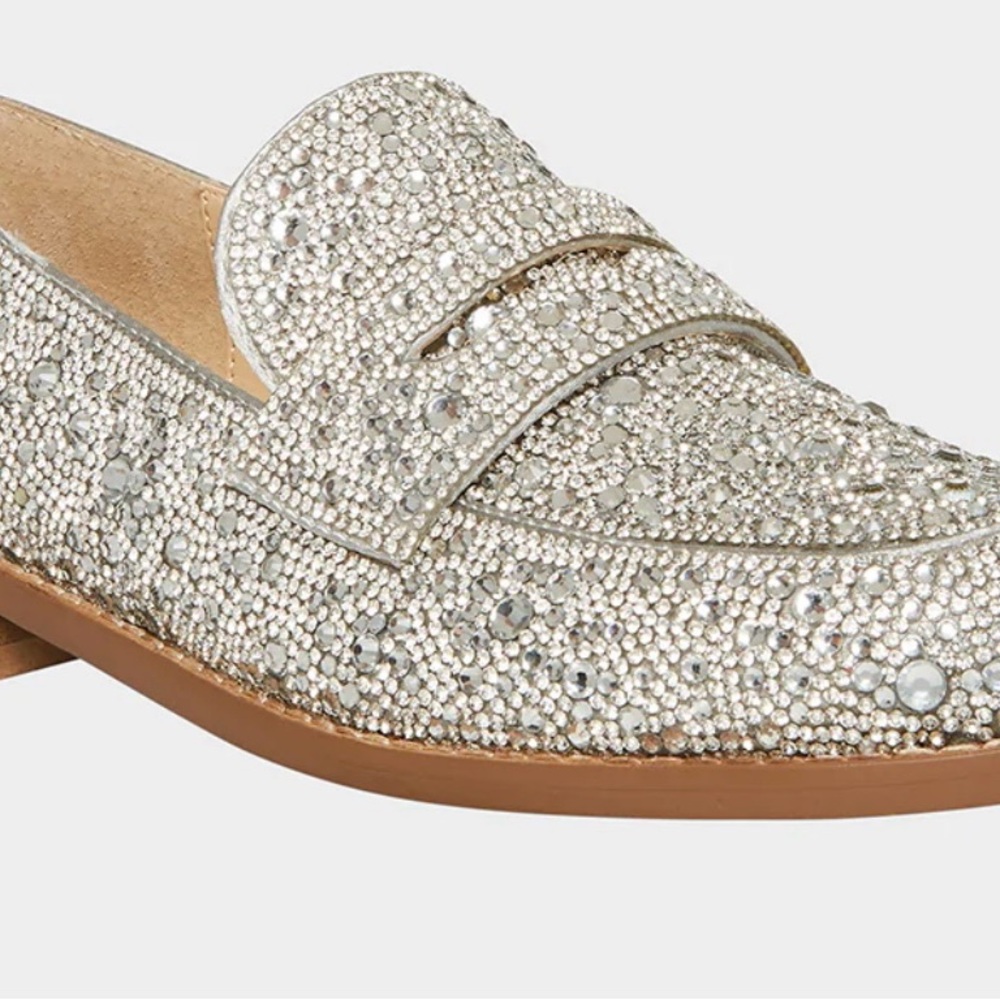 Betsey Johnson Sparkling Silver Loafers size 7.5 - Picture 11 of 13